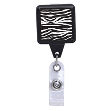 Load image into Gallery viewer, Zebra Print - Black Square Plastic Badge Reel
