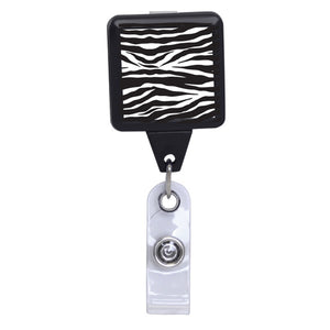 Zebra Print - Black Square Plastic Badge Reel