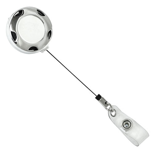 Chrome Metal ID Badge Reel with Half-Moon – Retractable Reels