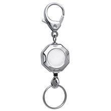 Load image into Gallery viewer, Chrome Octagon ID Retractable Badge Reel with Lobster Clasp Hook
