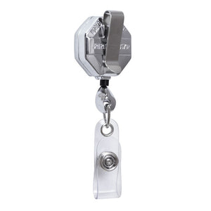 Chrome Octagon ID Retractable Badge Reel - Backing Clip
