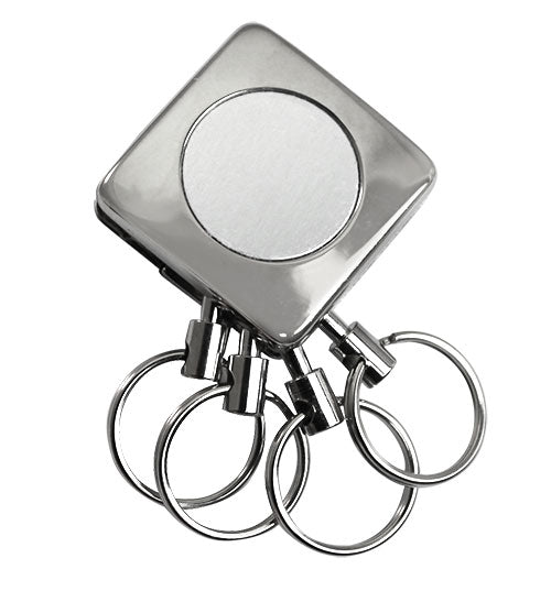 Metal Square 4 Rings Detachable Keychain