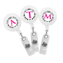 Load image into Gallery viewer, Monogram Letter Retractable ID Badge Reel
