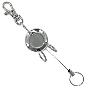 Metal Round Pull Key Reel with Three Split Rings and Metal Hook
