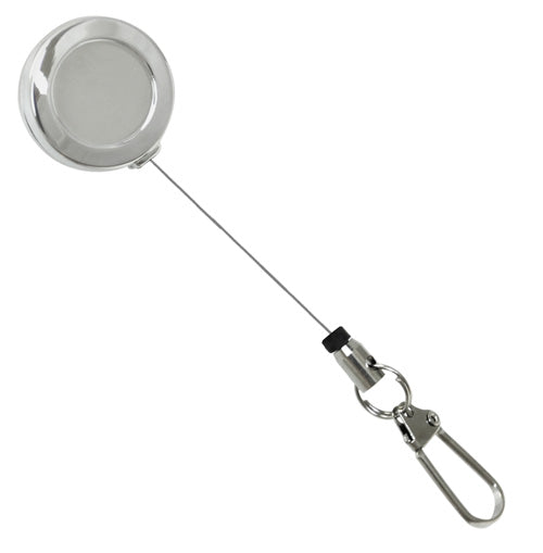 Small Round Metal Reel with Pin Clip and Metal Hook – Retractable