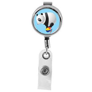 PANDA - Cute Animals Series Mini Chrome ID Badge Reel
