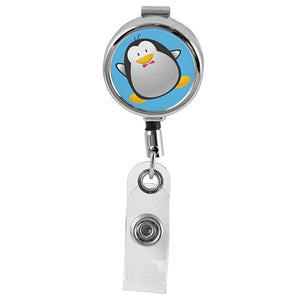 PENGUIN - Cute Animals Series Mini Chrome ID Badge Reel