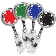 Load image into Gallery viewer, Poker Chip Series Chrome Beveled ID Badge Reel
