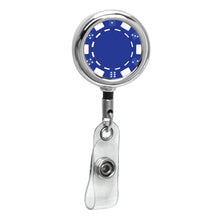 Load image into Gallery viewer, Blue - Poker Chip Chrome Beveled ID Badge Reel
