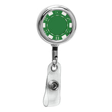 Load image into Gallery viewer, Green - Poker Chip Chrome Beveled ID Badge Reel
