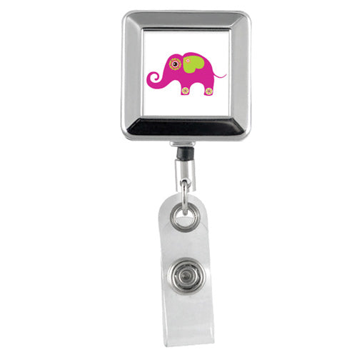 Designer Animals Square Chrome Badge Reels – Retractable Reels