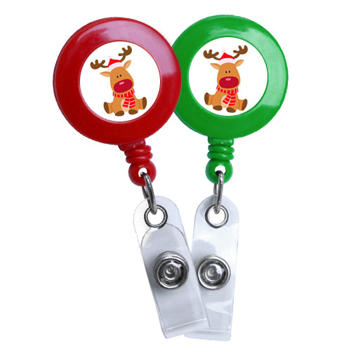 Holiday Reindeer Plastic Badge Reel