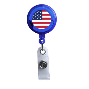Blue - American Flag Translucent Plastic Badge Reel