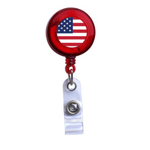 Load image into Gallery viewer, RED - American Flag Translucent Plastic Badge Reel
