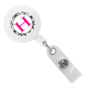 Monogram Letter Retractable ID Badge Reel