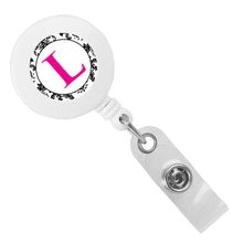 Load image into Gallery viewer, Monogram Letter Retractable ID Badge Reel
