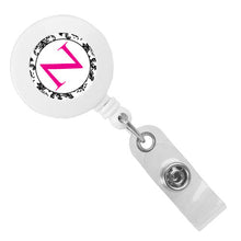 Load image into Gallery viewer, Monogram Letter Retractable ID Badge Reel
