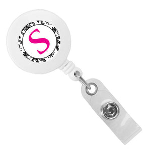 Monogram Letter Retractable ID Badge Reel