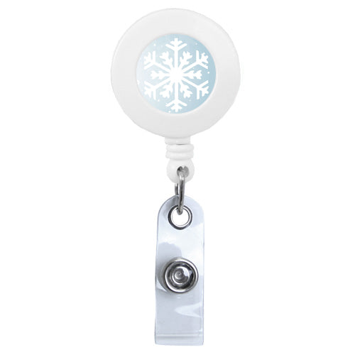 White Plastic Badge Reel - Snow