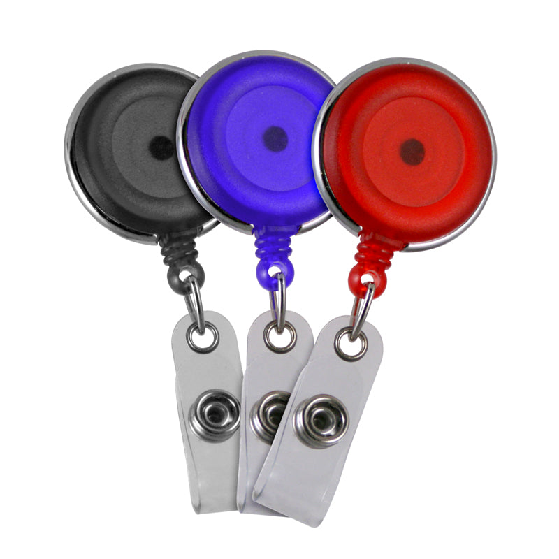 Round AU Translucent Retractable Badge Reel with Holder