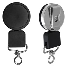 Load image into Gallery viewer, Heavy-Duty Retractable Reel, Black/Chrome and Metal Loop
